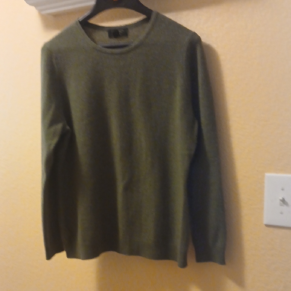 Olive Green Cashmere Long Sleeve Sweater
